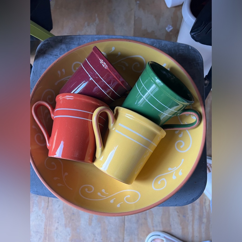 Mugs and large serving bowl